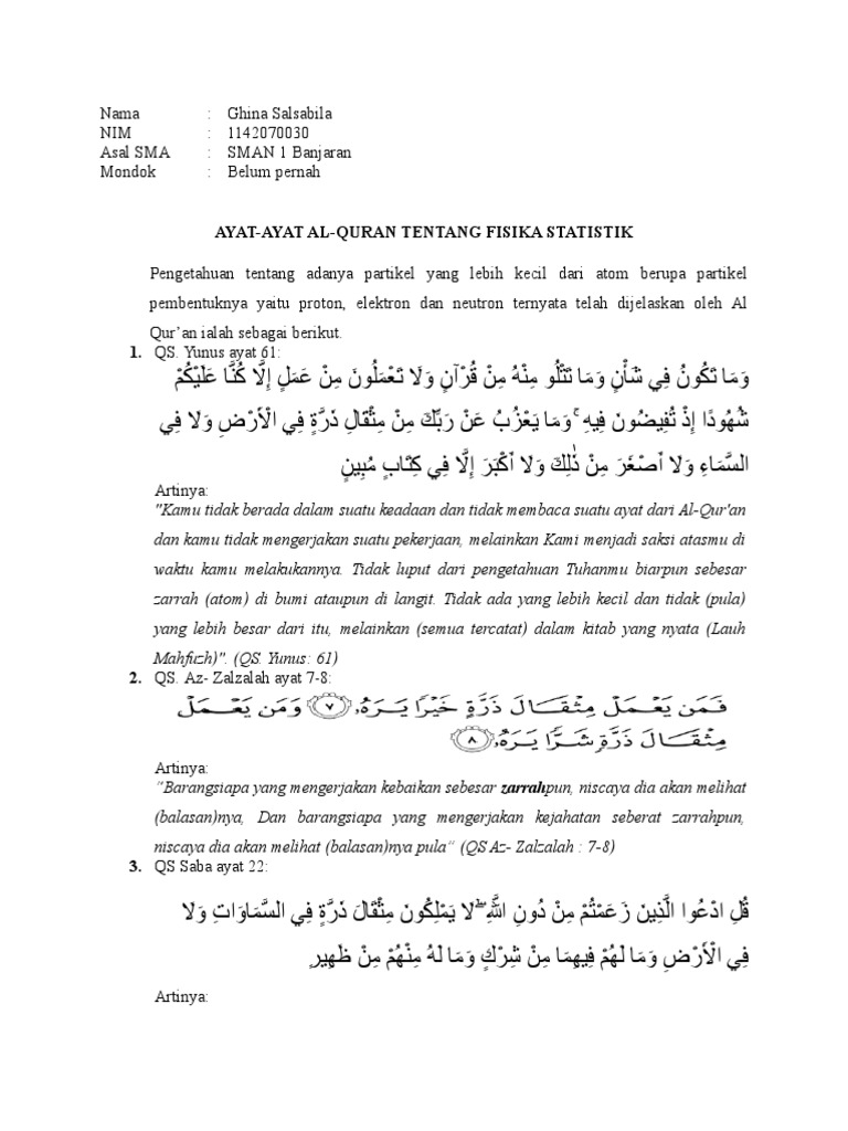Ayat Alquran Tentang Fisika Statistik