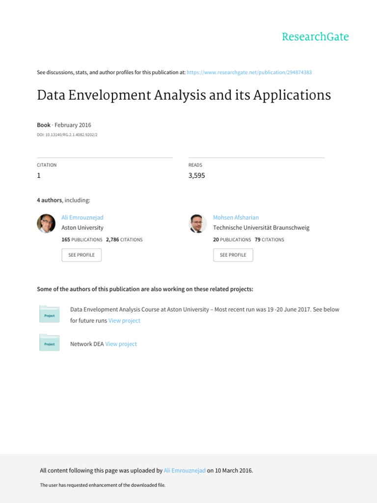 Data Envelopment Analysis and Its Applications: February 2016 | PDF |  Analysis | Economies
