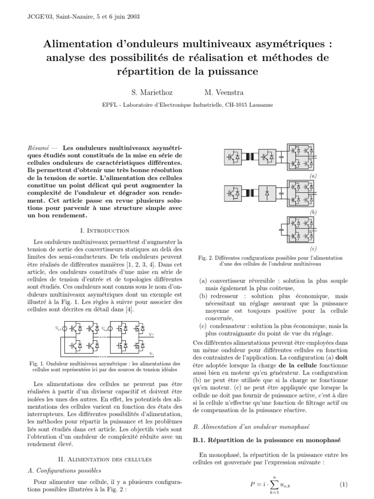 Onduleurs Multiniveaux Asymetriques | PDF | Puissance (physique) |  Redresseur