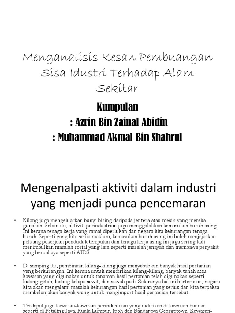 Menganalisis Kesan Pembuangan Sisa Idust Pdf