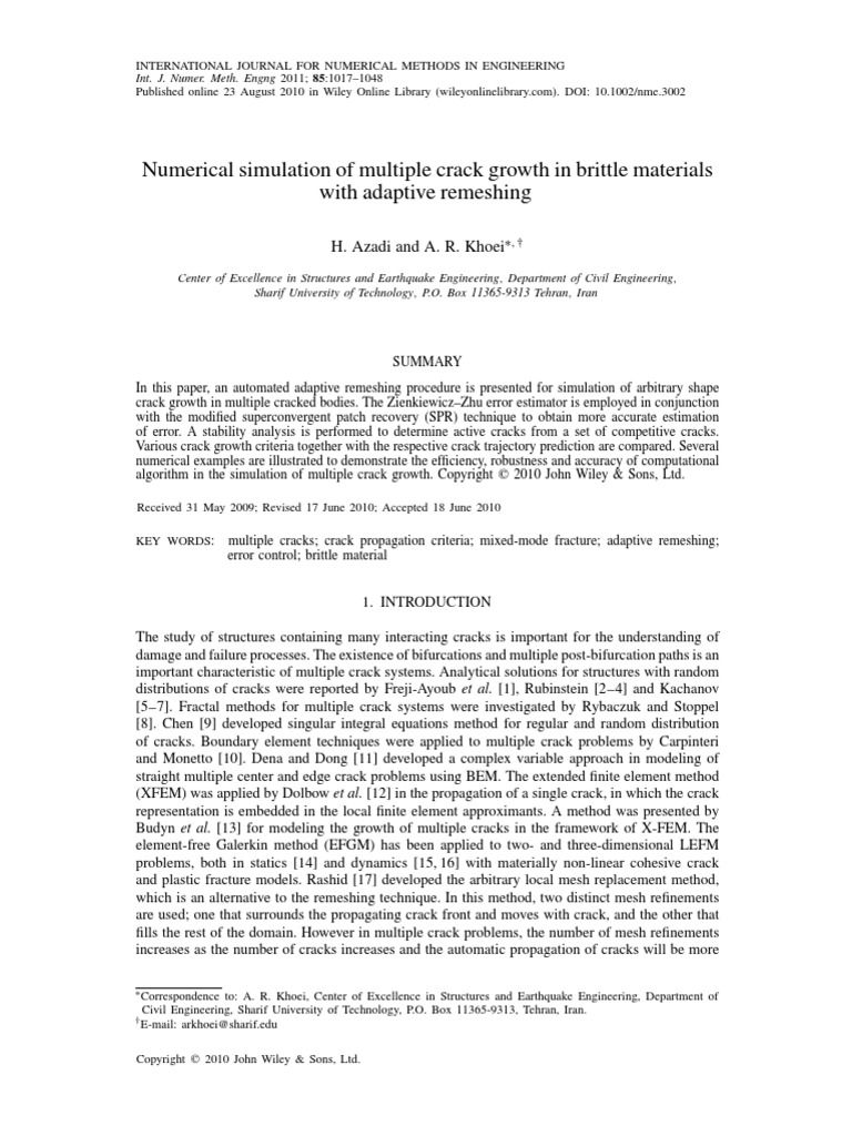 Numerical Simulation of Multiple Crack Growth in Brittle Materials With ...