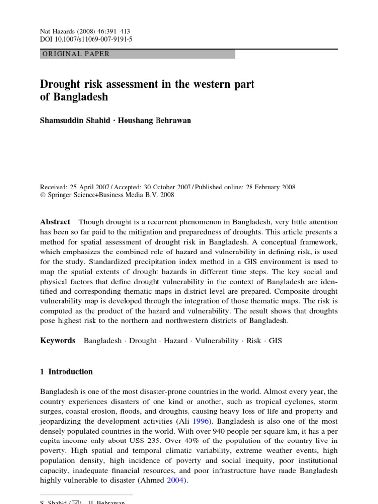 Drought Risk Assessment in Bangladesh | PDF | Hazards | Drought