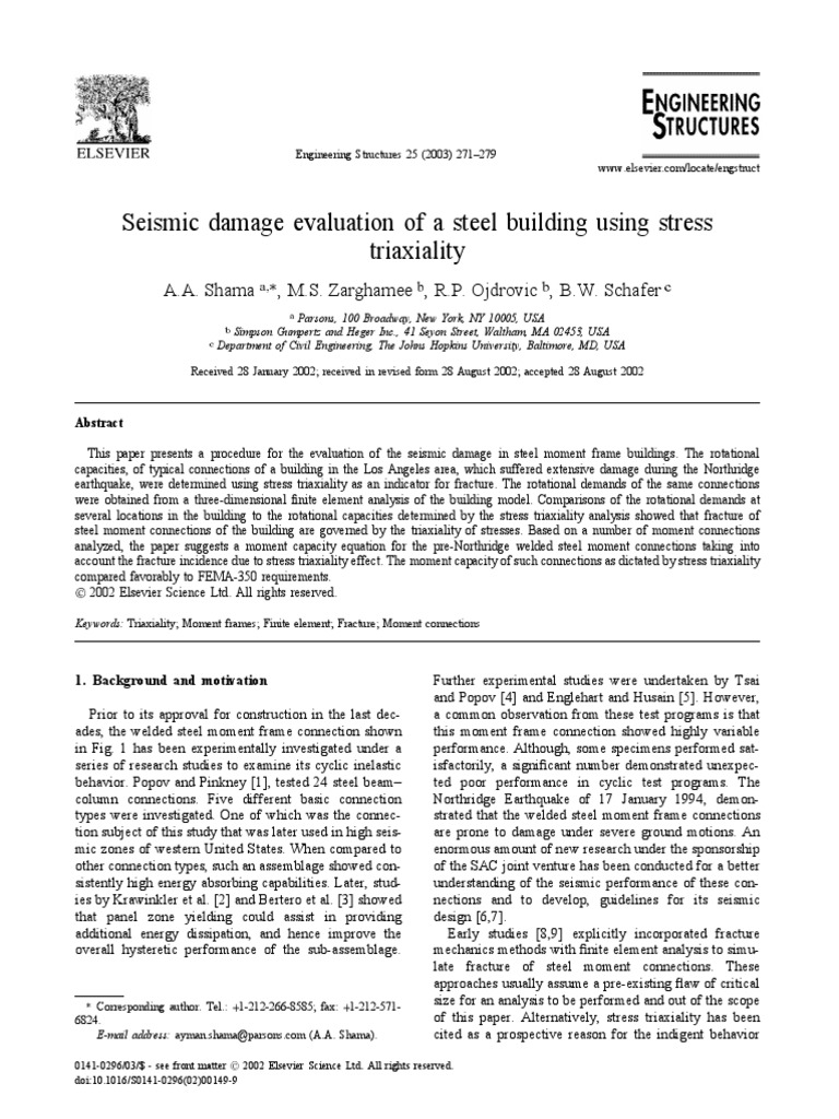 Seismic Damage Evaluation of A Steel Building | PDF | Stress (Mechanics ...
