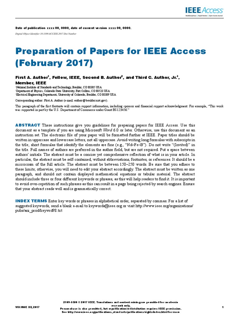 IEEE Access Template Note (Typography) Citation