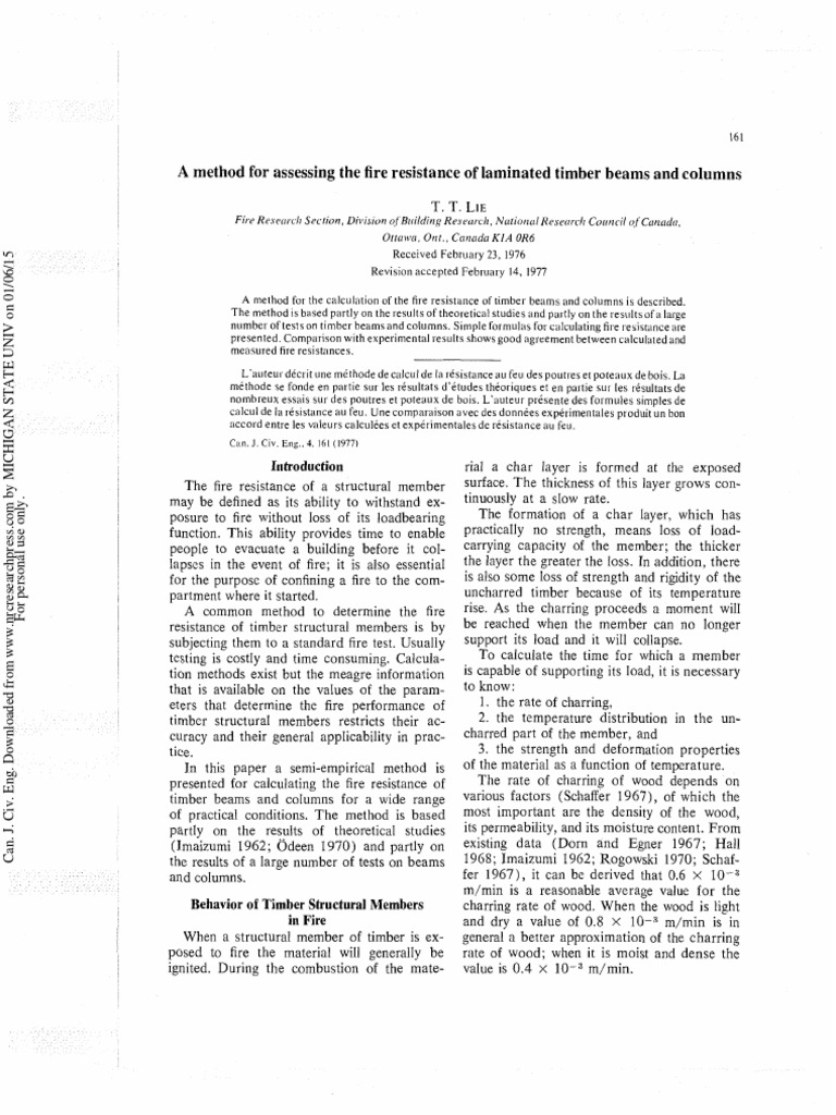 Fire Resistance of Timber Beams and Columns | PDF | Strength Of ...