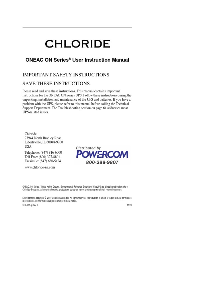 Oneac 250E Manual – Appendix A: Warranty. ONEAC ON Series e 600, ON ...