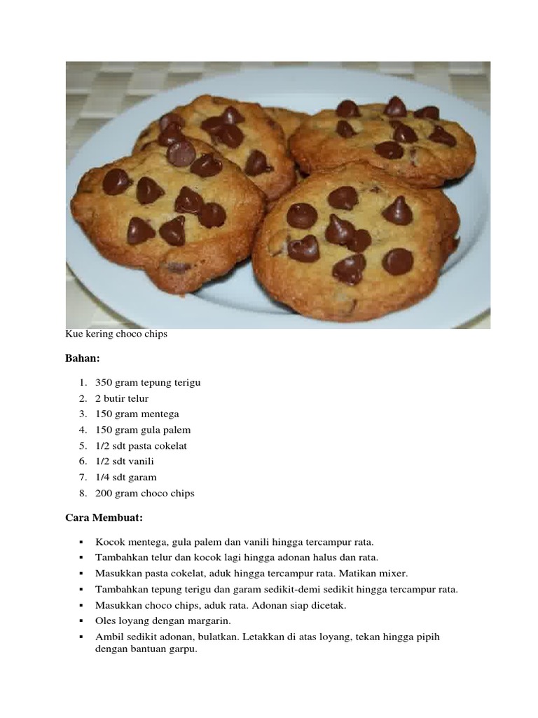 Cara Membuat Kue Cookies Coklat Chip - Berbagai Kue