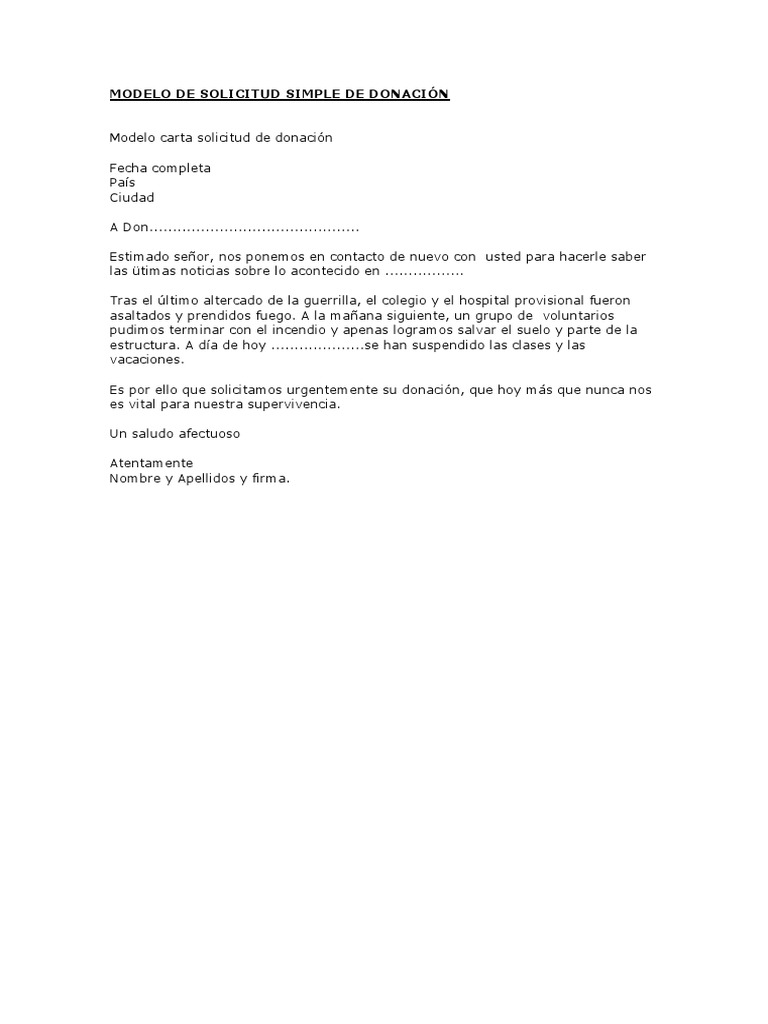 Modelo De Solicitud Simple