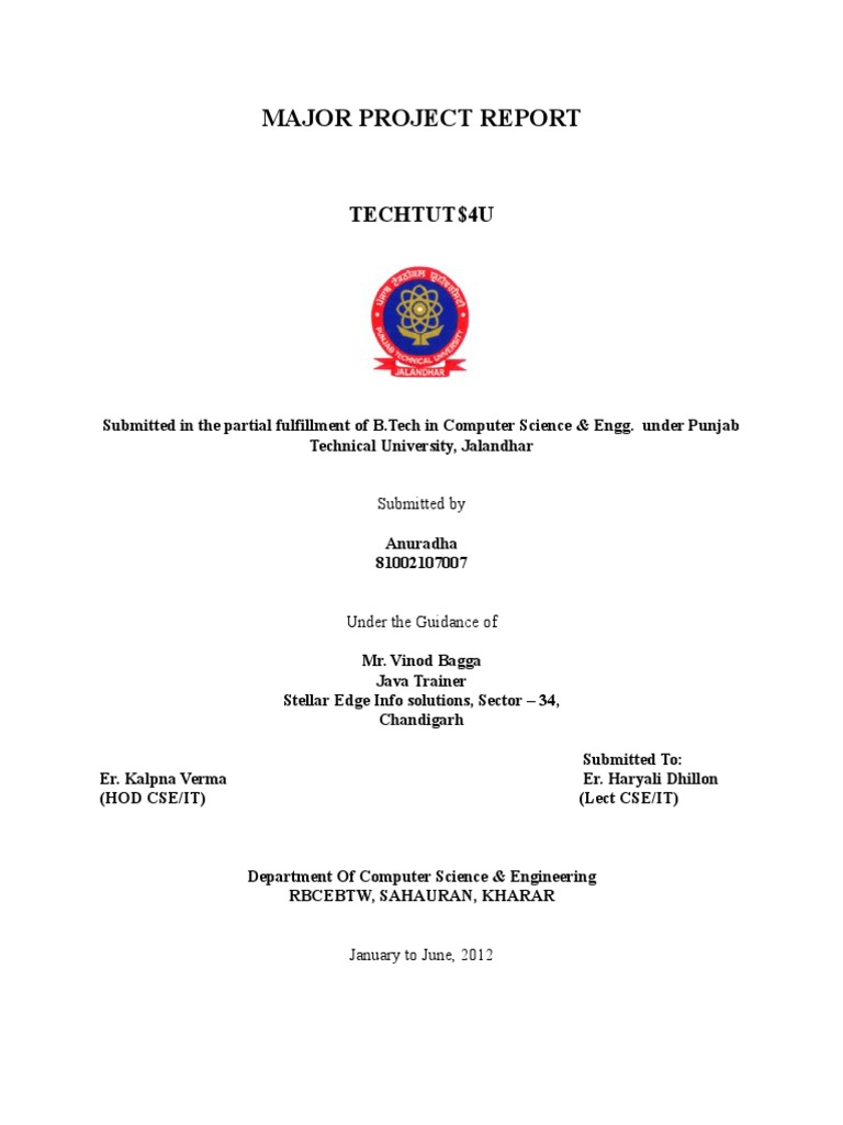 Major Project Report: TECHTUT$4U | PDF | Application Programming ...