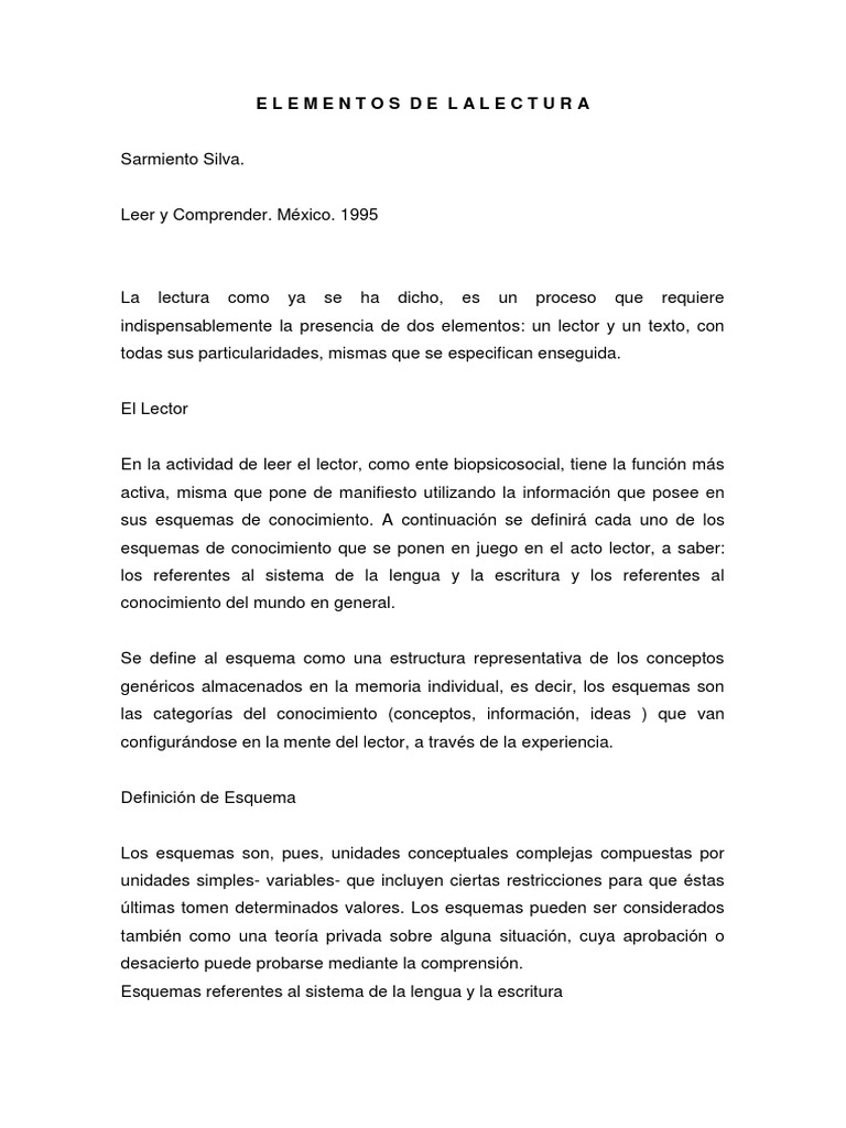 Elementos Clave de la Lectura | PDF | Conocimiento | Escritura