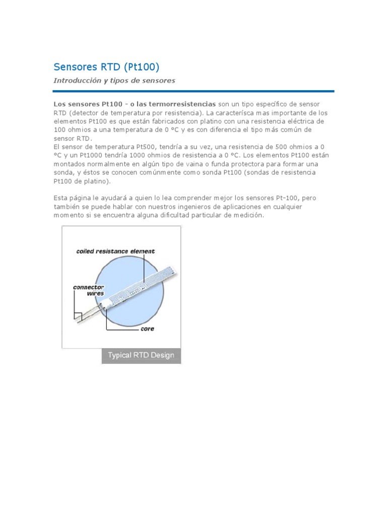 Comparativa de Sensores Pt100 y RTD | PDF | Resistor | Sensor