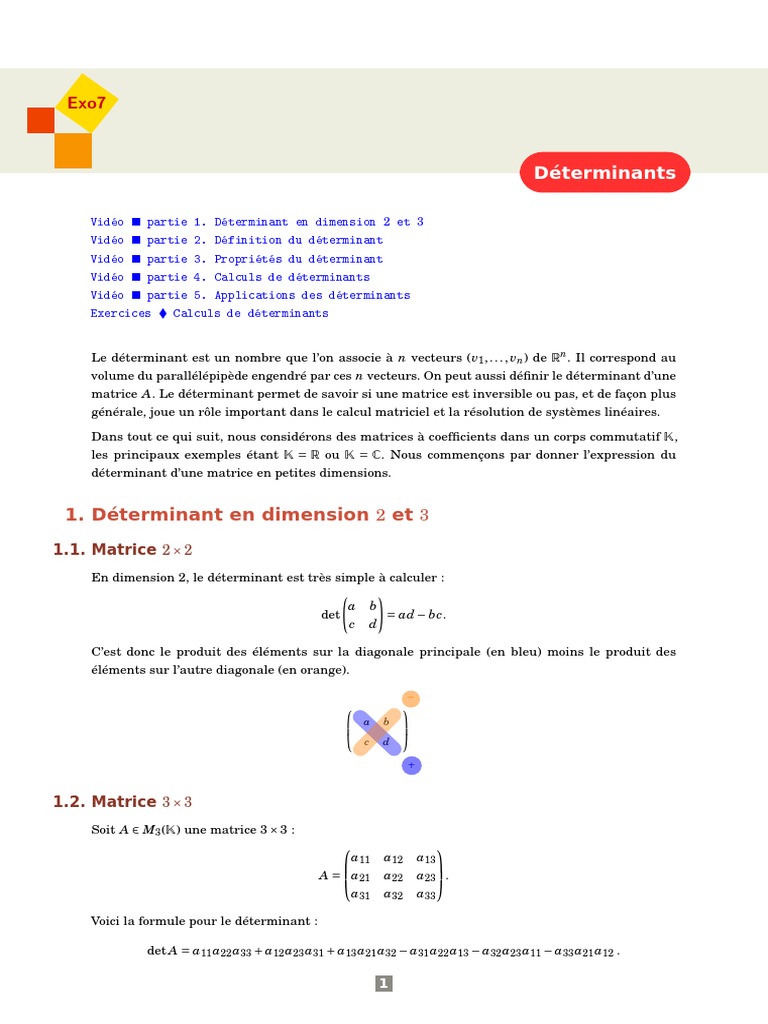 CH Determinants PDF | PDF | Déterminant | Matrice (Mathématiques)
