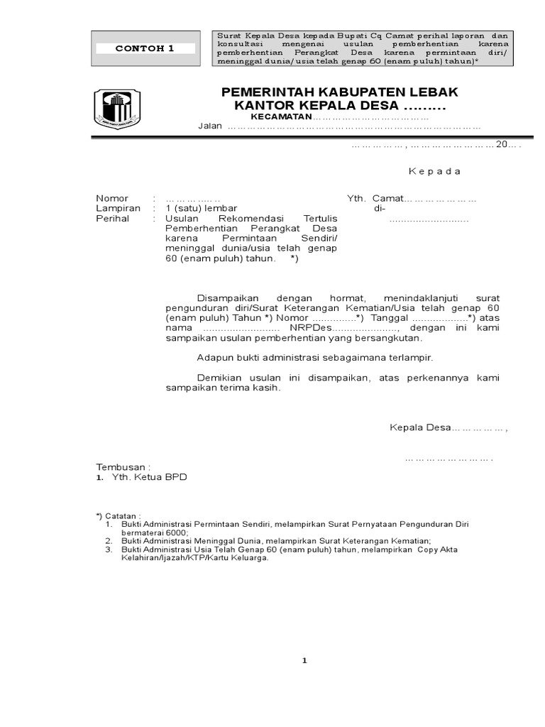 Contoh Surat Teguran Perangkat Desa