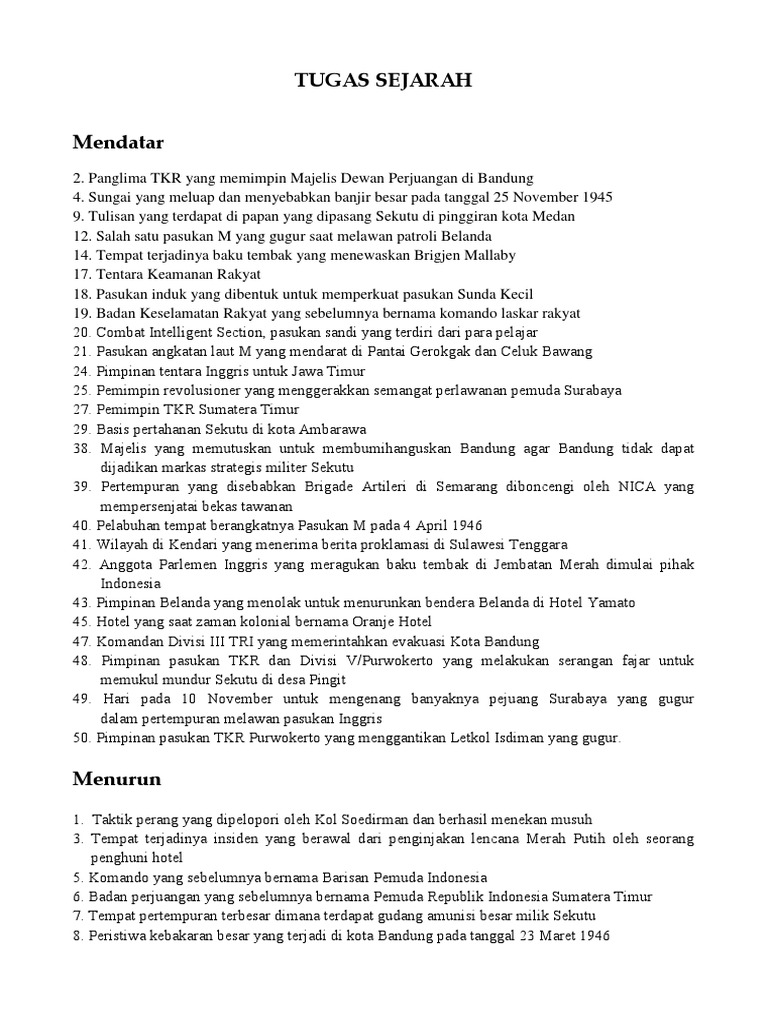 Contoh Teka Teki Silang Sejarah Pdf