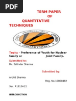 Download Preference of Youth for Nuclear family or Joint Family by Archit Sharma SN36930496 doc pdf