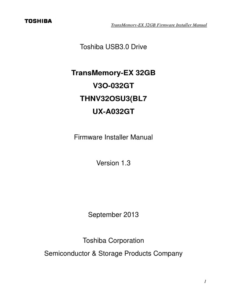 Toshiba TransMemory-EX Firmware Update Guide | PDF | Usb | Installation ...