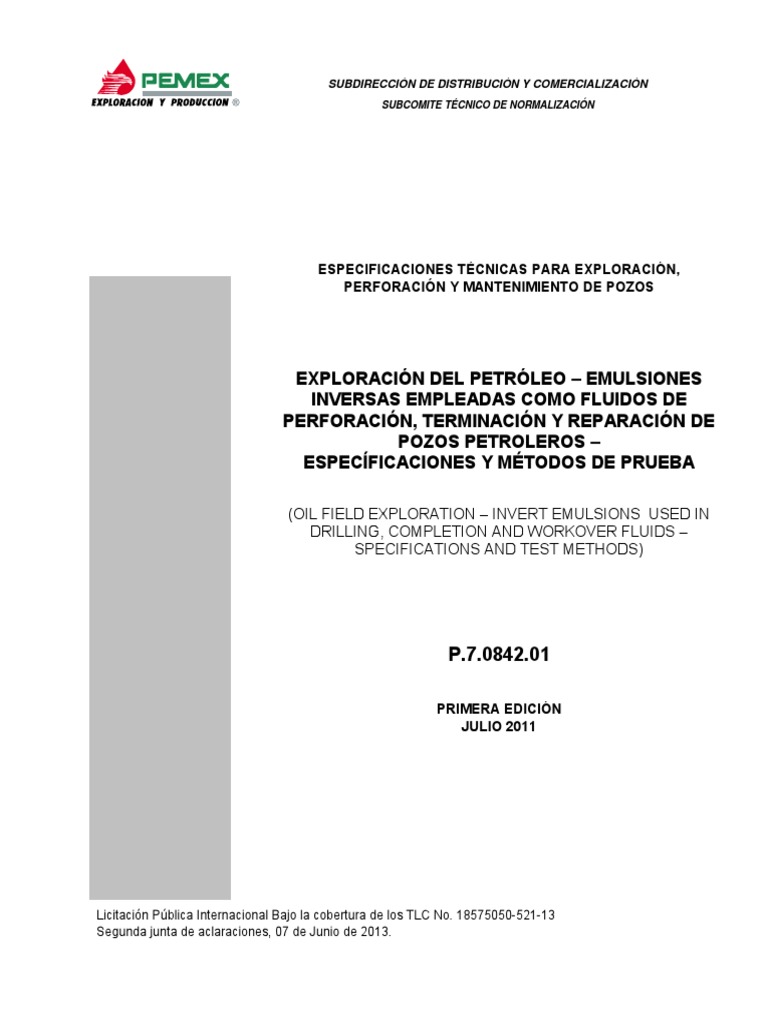P.7.0842.01 - Emulsion Inversa PDF | PDF | Filtración | Petróleo