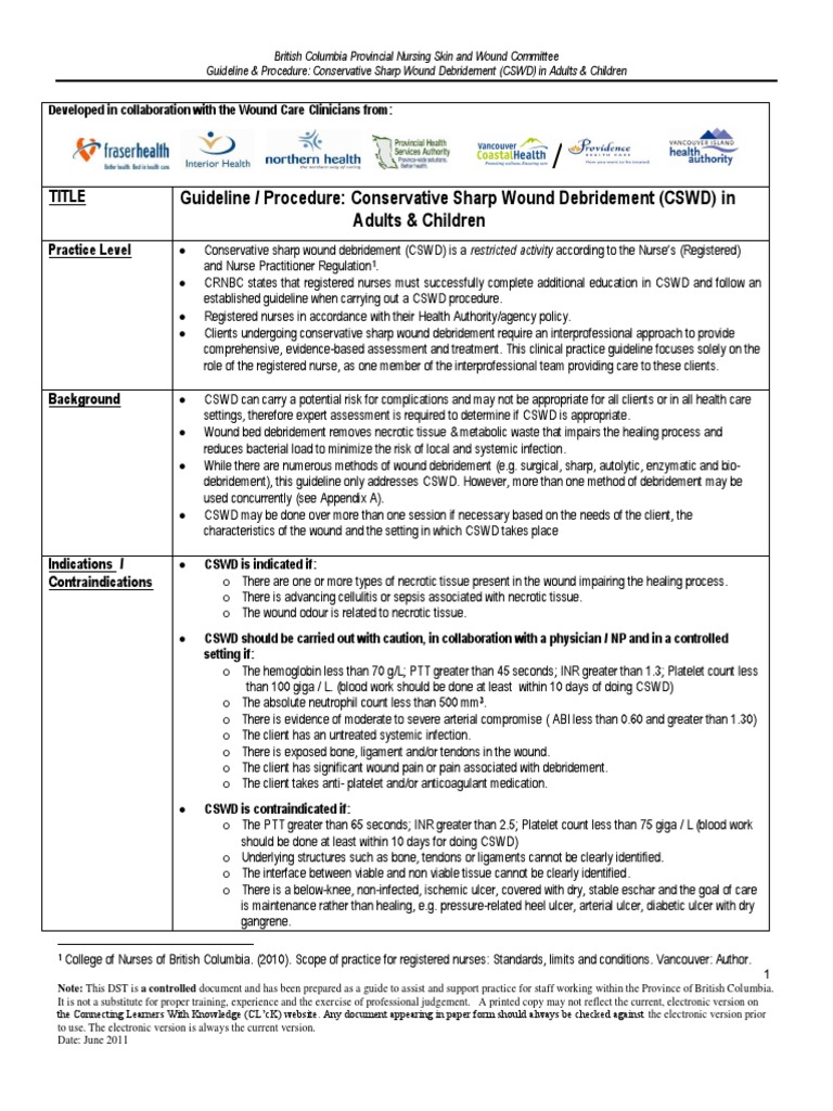 WC Guideline Procedure PDF Wound Health Sciences