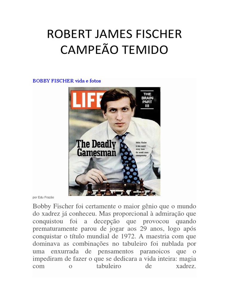 Bobby Fischer – Wikipédia, a enciclopédia livre