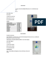 Análisis AGUA CIELO y Agua Dasani