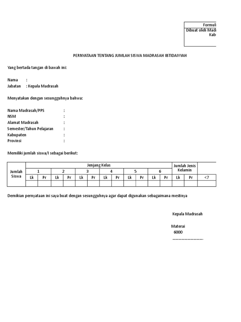 Formulir Bos 02 Data Siswa Madrasah Pdf