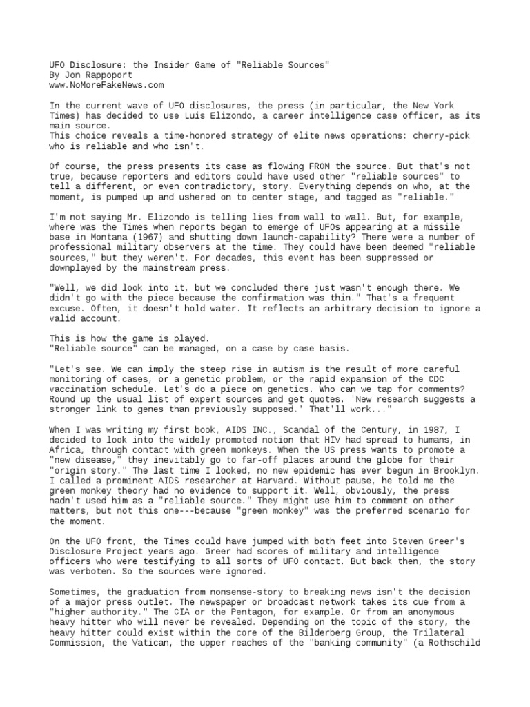 Jon Rappoport On Disclosure Jan 2018 | PDF | Central Intelligence ...