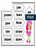 Claw Prawn Paw Law Jaw Lawn Thaw Straw Aw