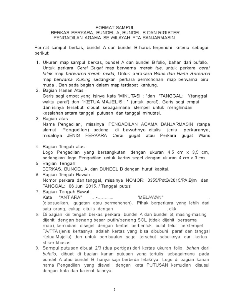 Format Sampul Berkas Perkara | PDF