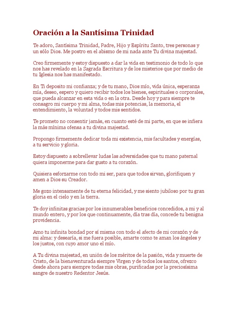 Oración a la Santísima Trinidad | PDF | Religión y espiritualidad