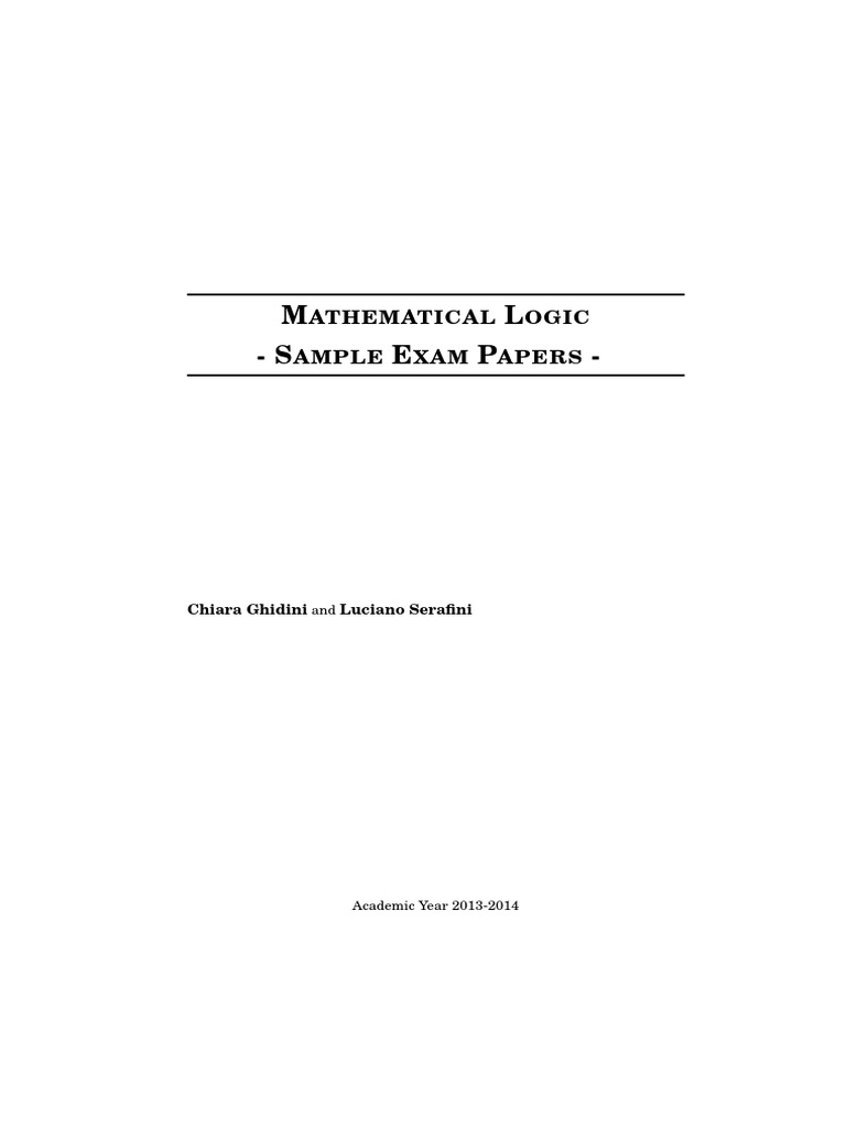 Mathematical Logic Exam Papers 2013-2014 | PDF | First Order Logic ...