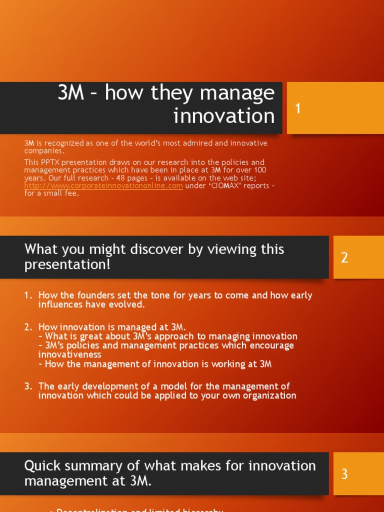 3M's Innovative Management Practices | PDF | Innovation | Research And ...