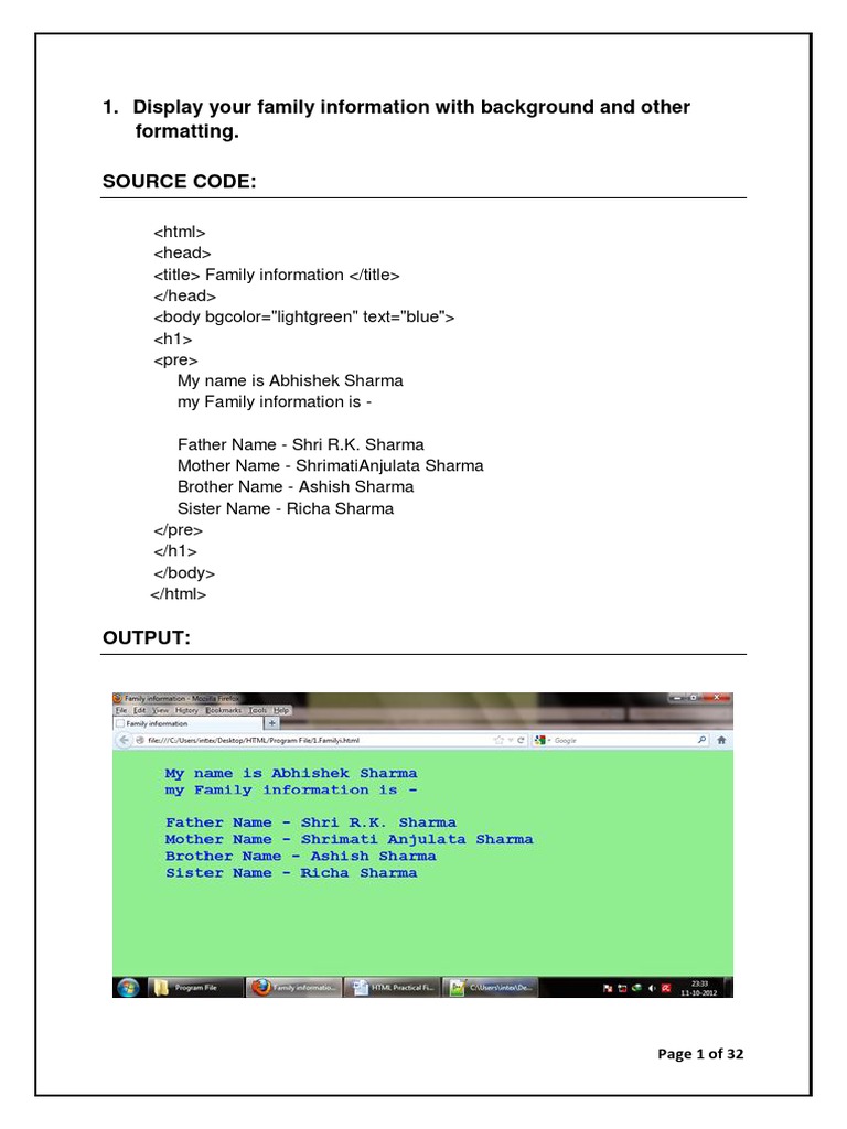 HTML Practical File | PDF | Web Page | Hyperlink