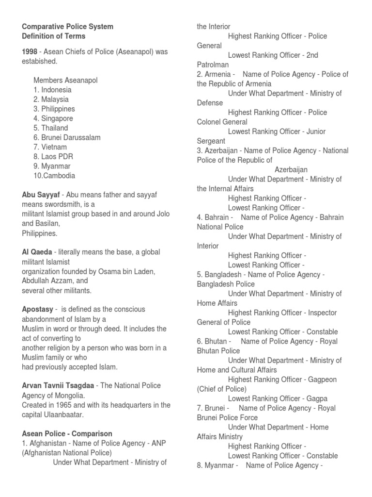 Comparative Police System | PDF | Organized Crime | Illegal Drug Trade