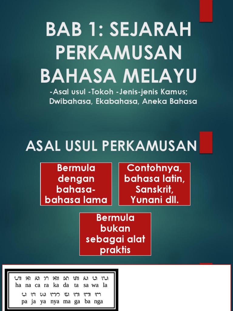Bab 1 Sejarah Perkamusan Bahasa Melayu