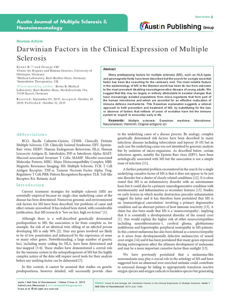 Austin Journal of Multiple Sclerosis & Neuroimmunology | Multiple ...