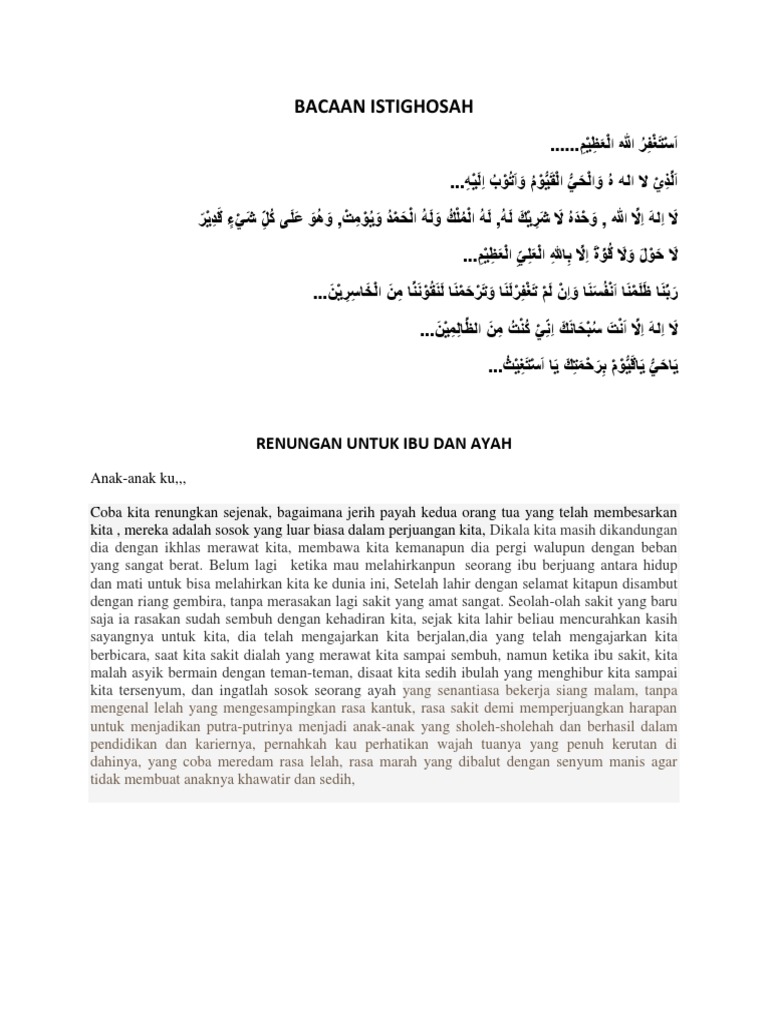 Bacaan Istighosah