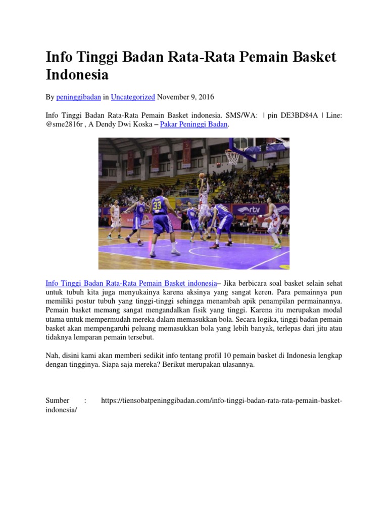 Tinggi Badan Pemain Basket