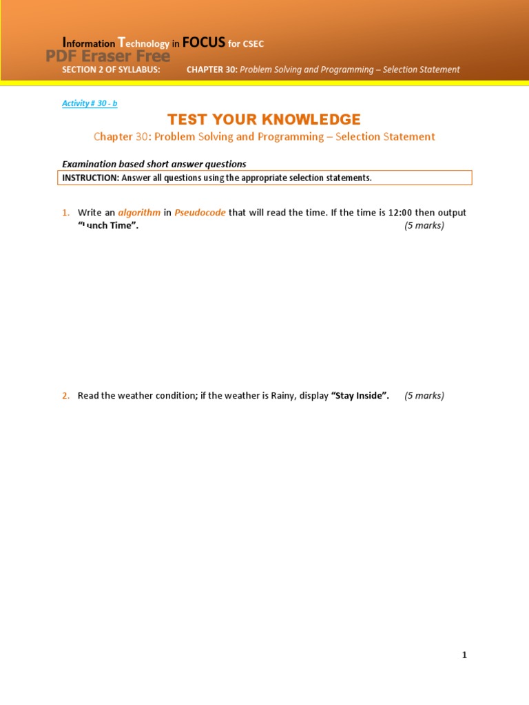 I Focus: Test Your Knowledge | PDF