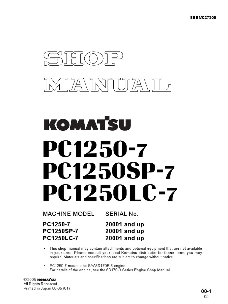 PC1250-7 Shop Manual.pdf | Rope | Crane (Machine)