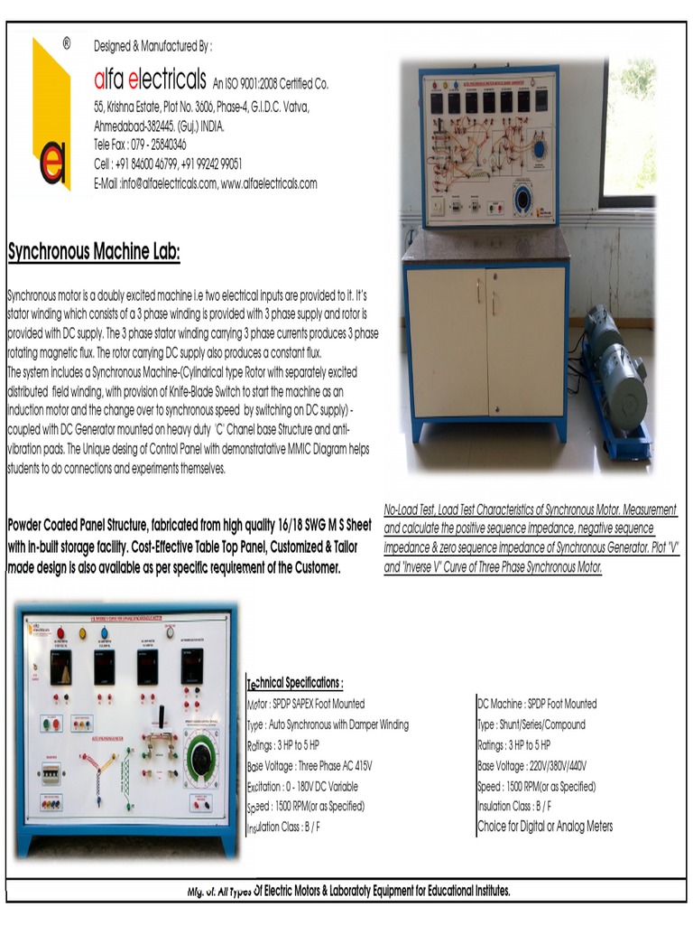 Synchronous Machine Lab PDF Machines Physical Quantities