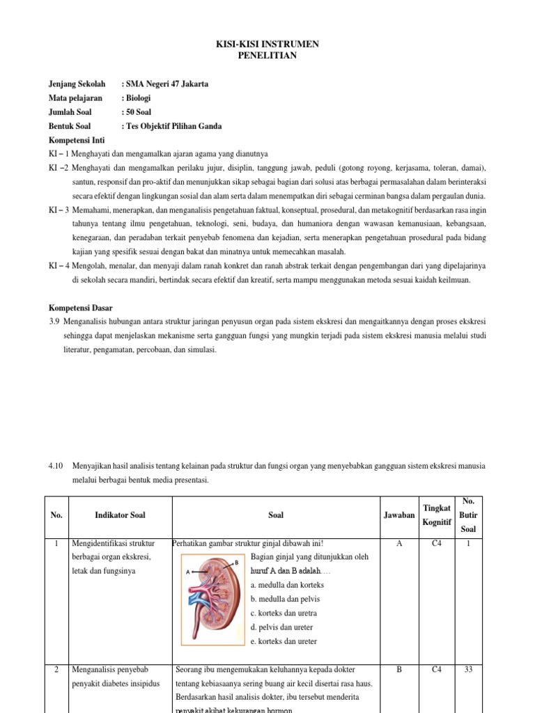 Soal Ulangan Biologi Materi Ekskresi Kelas Xi Proprofs