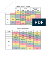 Jadwal Follow Up Pagi: Minggu Dahlia Alamanda Anggrek, Mawar, Amarilis S/S/R K/J/S S/S/R K/J/S S/S/R K/J/S I