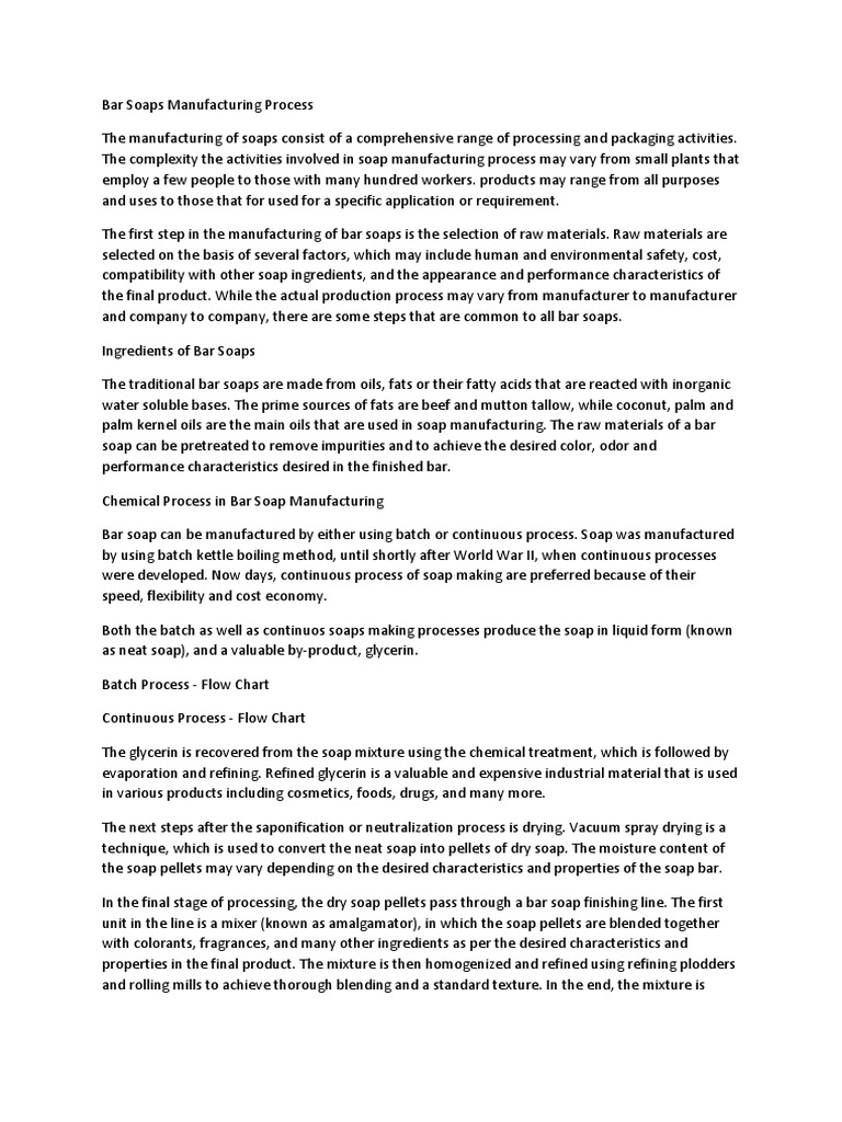 Bar Soaps Manufacturing Process PDF