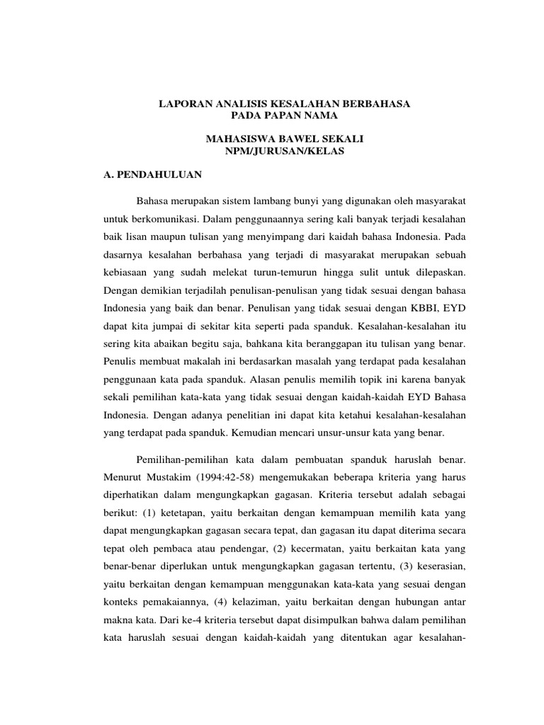 13270 laporan Analisis Kesalahan Berbahasa Dalam Kata Pada 13270 laporan Analisis Kesalahan Berbahasa Dalam Kata Pada