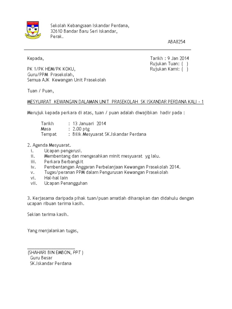 Minit Mesyuarat Kewangan Pra Kali 1 2