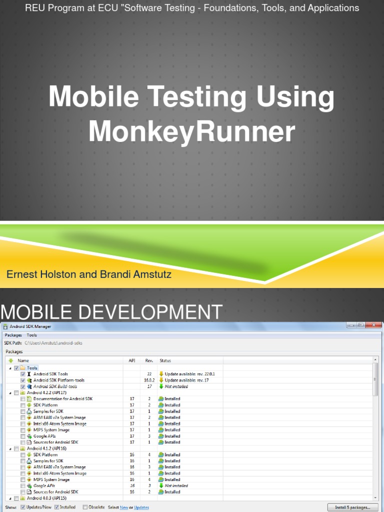 Mobile Testing with MonkeyRunner | PDF | Software Development Kit ...
