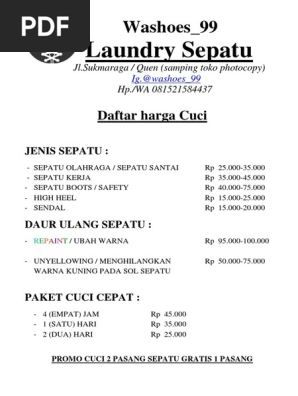 Daftar Harga Cuci Pdf