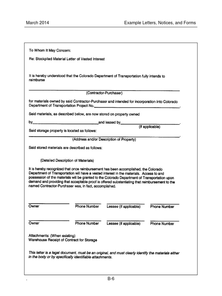 March 2014 Example Letters, Notices, and Forms | PDF