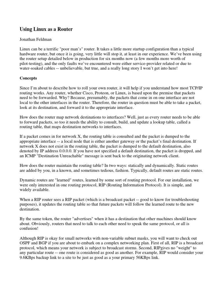 Using Linux As A Router | PDF