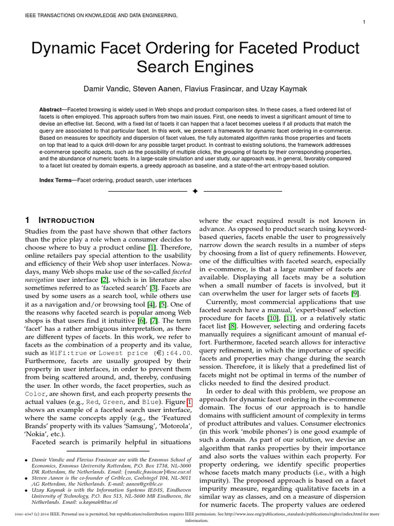 Dynamic Facet Ordering in E-Commerce | PDF | Gini Coefficient ...